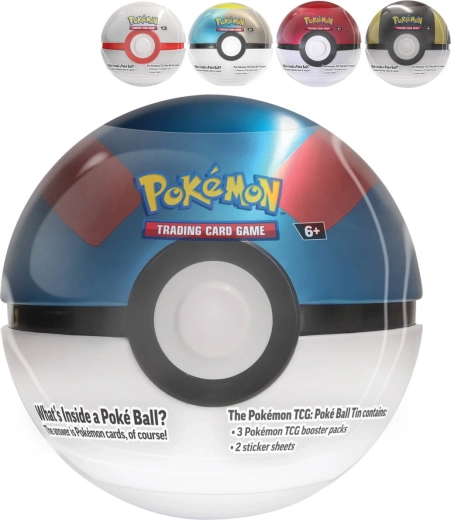 Pokémon TCG bádogdoboz Poké Ball Tin 2024 újranyomás (3 booster + matricák) – 1 db