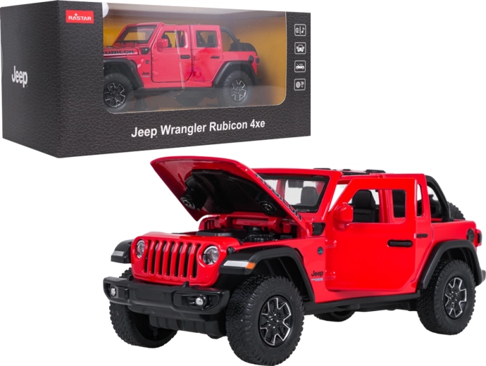 Fémmodell Jeep Wrangler Rubicon 1:32 piros RASTAR