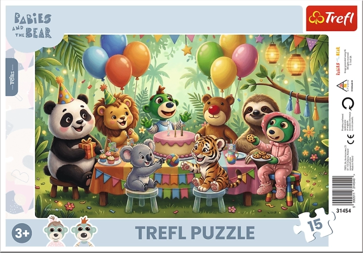 Treflíkek és a mackó: aranyos kisállatok, 15 darabos puzzle