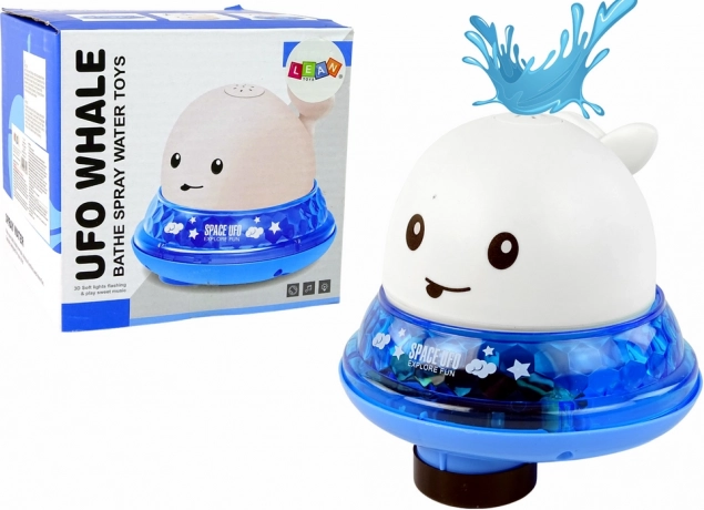 Fehér vízsugárral spriccelő bálna alapzattal fürdőjáték