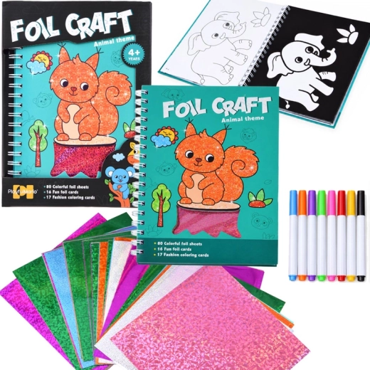 Kreatív holografikus színező 2 az 1-ben – állatkák (Foil Craft)