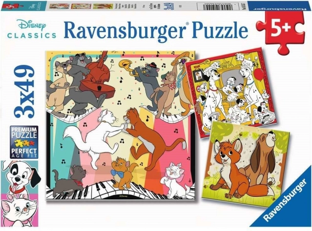 Ravensburger puzzle Disney Classics: állatkák jókedvben 3×49 darab