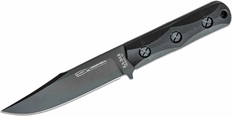 KA-BAR EK50 Commando rövid clip point harci kés, fekete, Ultramid, Celcon tok