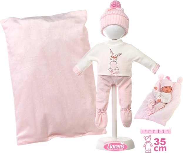 Llorens babaruha újszülött babához 35–36 cm-hez, kiegészítőkkel