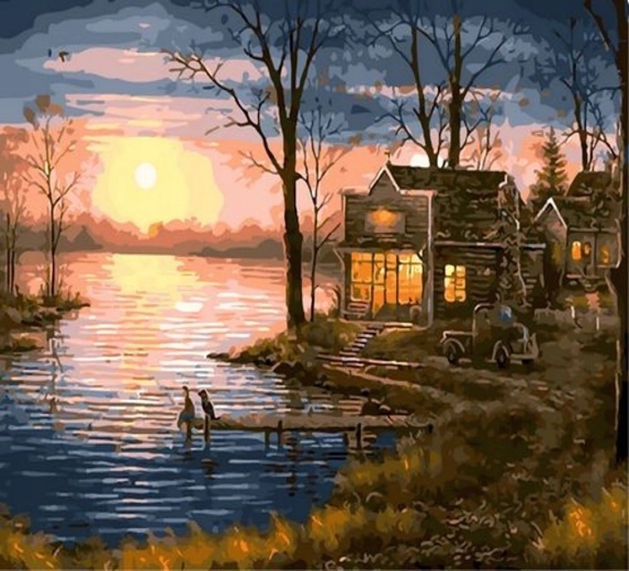Norimpex Festés számok szerint – naplemente a tó felett, 40 × 50 cm