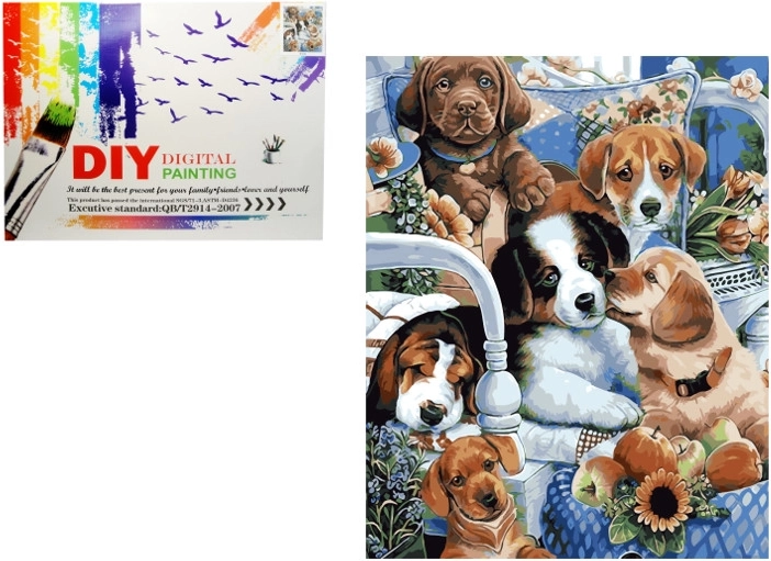 Számok szerinti festés – kiskutyák