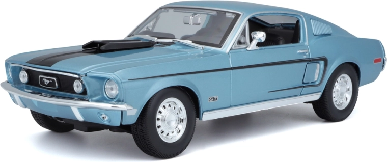 Maisto Ford Mustang GT Cobra Jet Fastback 1968 – fém modell 1:18, metálkék