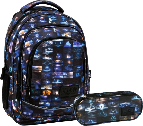 BackUP Cosmic cat iskolai szett 2 az 1-ben (hátizsák és tolltartó)