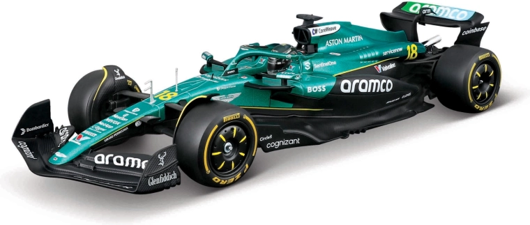 Bburago RACE F1 Aston Martin AMR25 2025 Lance Stroll 1:24 dekoratív dobozban