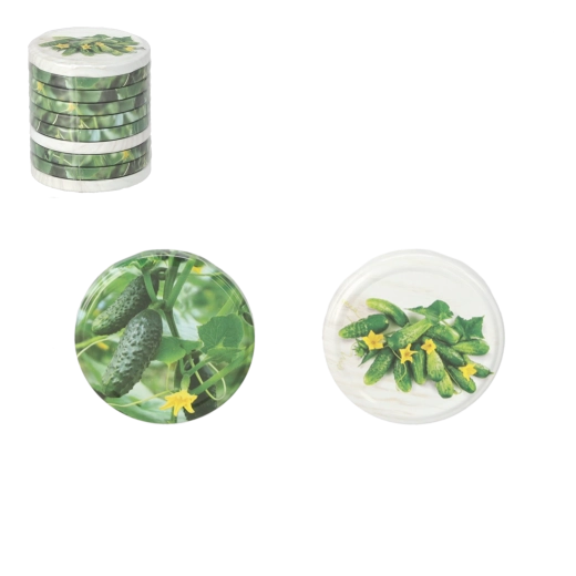 Uborkamintás, 82 mm-es befőttes üveg tető szett, 10 db