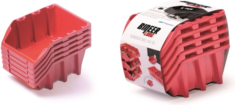 Bineer Long tárolódoboz‑készlet, 5 db, piros