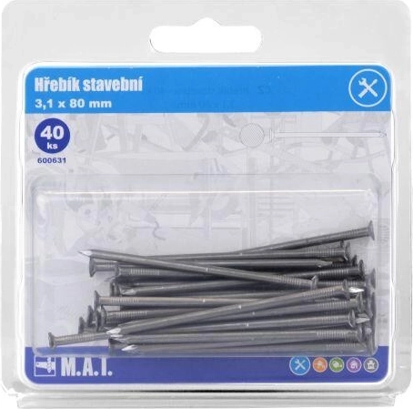 Építőipari szegek 80 × 3,1 mm, 40 db