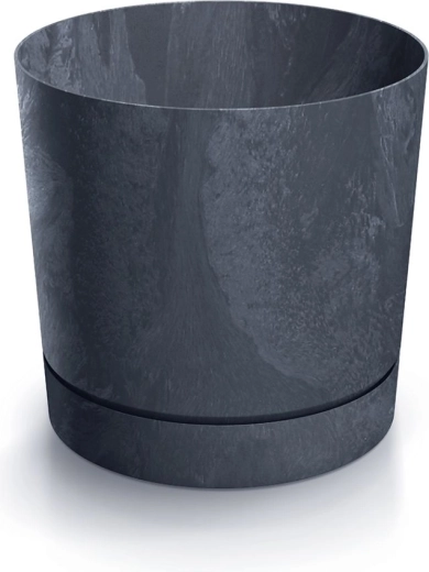 Tubo P virágtartó betonhatás, 24 cm, antracit