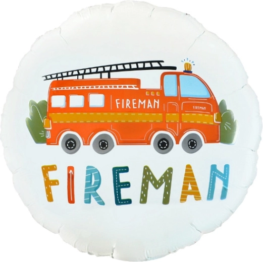 Tűzfalcós fólia lufi Fireman, kerek 18"