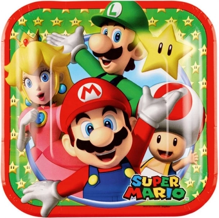 Super Mario papírtányérok 18 × 18 cm (8 db)