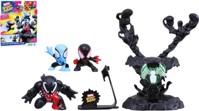 Pókember és Miles Morales vs Venom – gumifigurák kilövővel