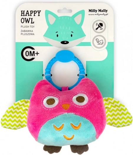 Happy owl rózsaszín függeszthető plüss bagolyka