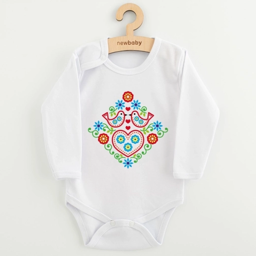 Hosszú ujjú New Baby bababody népi madármintával, 62-es méret (3–6 hónapos kor)