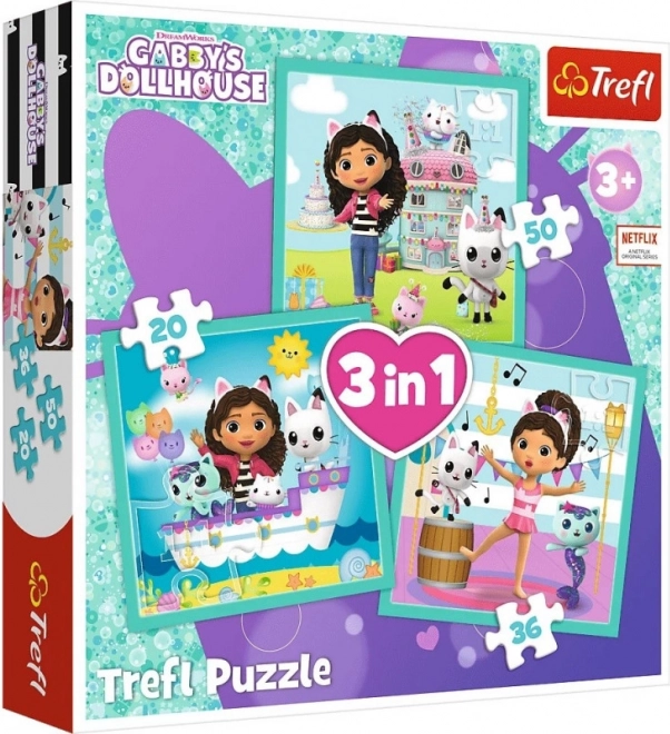puzzle 3v1 Gabi cica lakosa 3+ Trefl