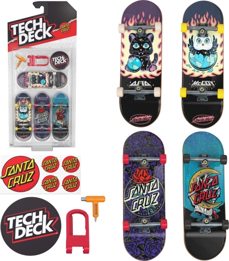 Tech Deck Fingerboard Santa Cruz készlet – 4 mini gördeszka – 4 db
