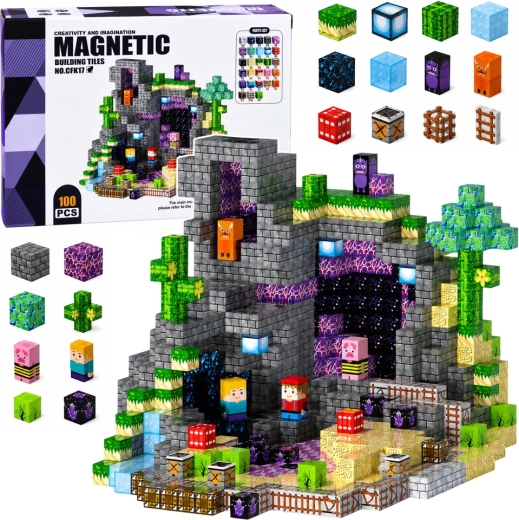 Mágneses pixeles kockák – 100 darabos építőszett