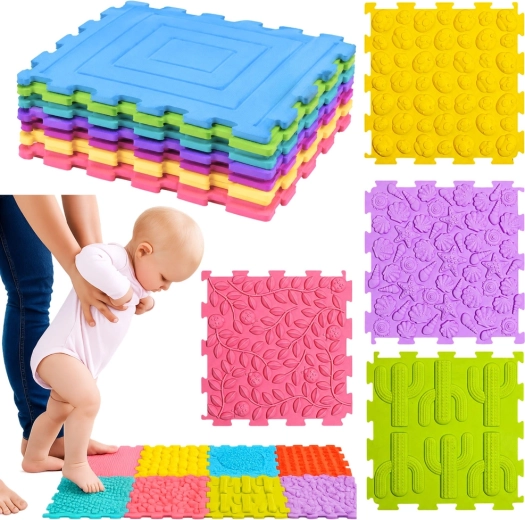 Szenzoros szilikon puzzle – masszázs- és szenzoros alátét 12 db (25 × 25 cm)