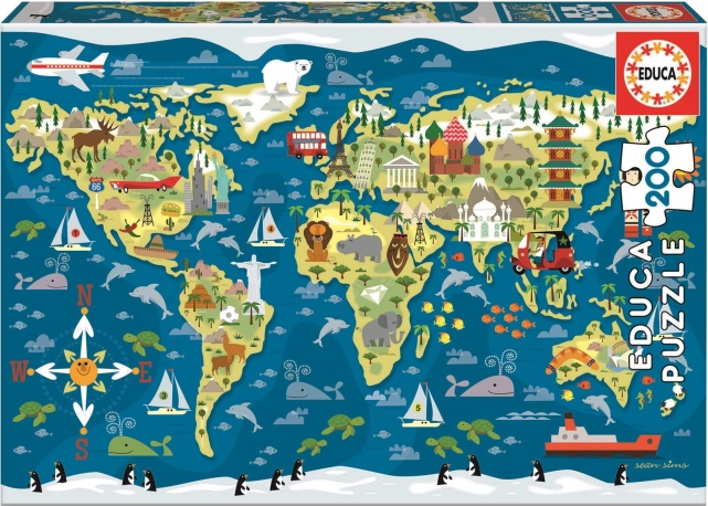 Világtérkép EDUCA 200 darabos puzzle