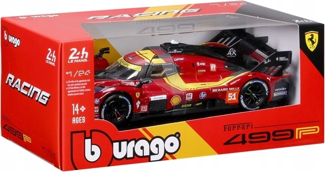 BBU Ferrari Racing 499P Le Mans piros #51 autómodell 1:24
