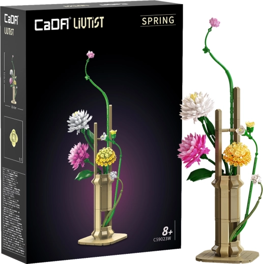 CaDA Floral Art Spring Whispers építőkészlet – 53 cm-es virágkompozíció, 637 elem