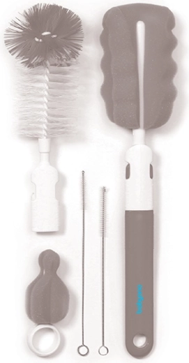 BabyOno palack- és cumitisztító kefe cserélhető nyéllel, szürke