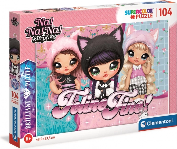 Clementoni Brilliant puzzle Na! Na! Na! Surprise – Parádés cicák, 104 darab