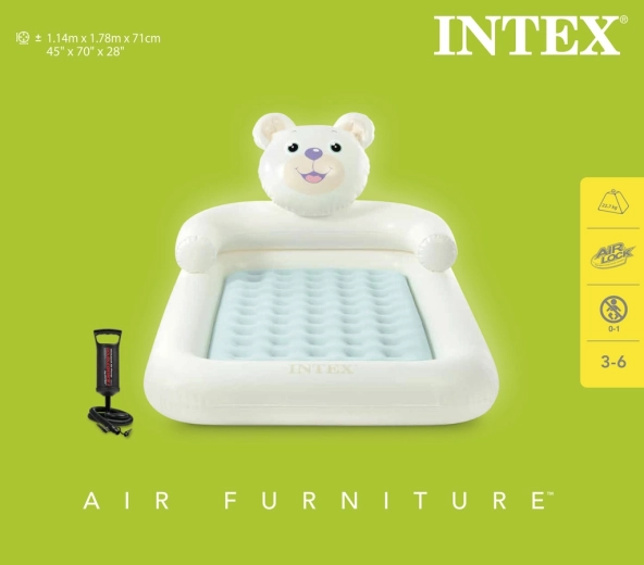 INTEX medve alakú felfújható gyerek matrac dugattyús pumpával