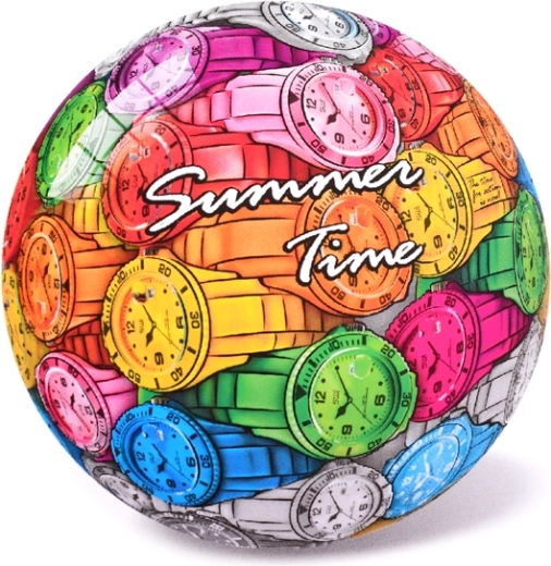 Gyermeklabda órás motívummal, 23 cm, 10 hónapos kortól