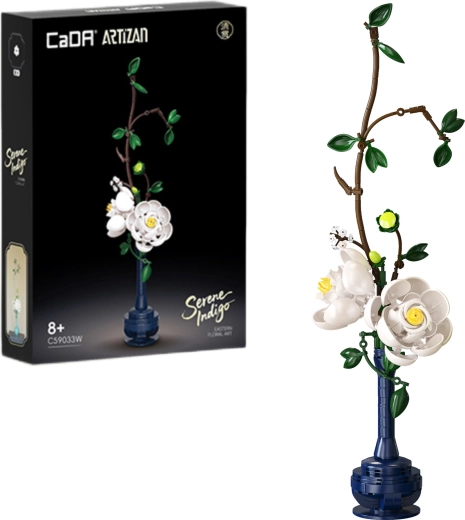 CaDA Serene Indigo virágos építőkészlet (bazsarózsák) 47,9 cm, 324 darab