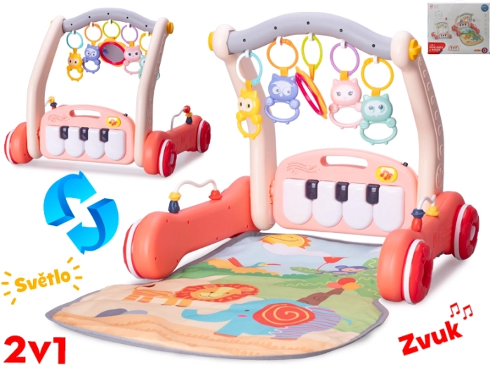 Járássegítő és játszószőnyeg 2 az 1-ben rózsaszín zongorával