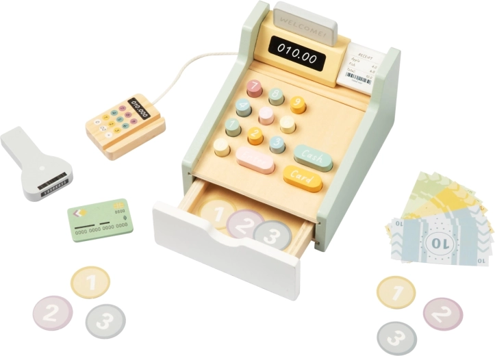 Tooky Toy fa játék pénztárgép terminállal és szkennerrel