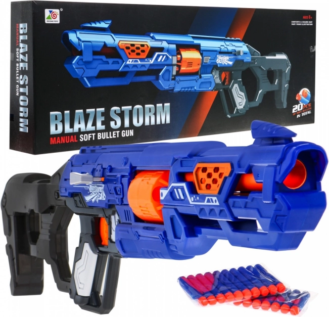 Manuális gyerek blaster BLAZE STORM 8+ zárral és 20 hablövedékkel