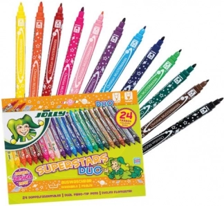 Kétvégű filctollak SUPERSTARS DUO, 24 db