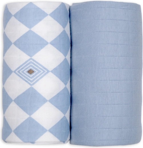 Lodger organikus pamut pólya 110 × 110 cm, blue fogg - 2 db