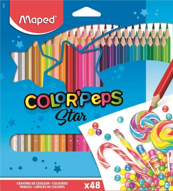 Háromszögletű ceruzák MAPED Color'Peps, 48 színből álló készlet