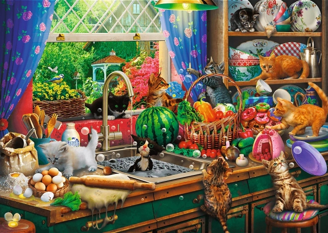 TREFL Puzzle Premium Plus: Teaidő vidám kiscicákkal 1000 darabos