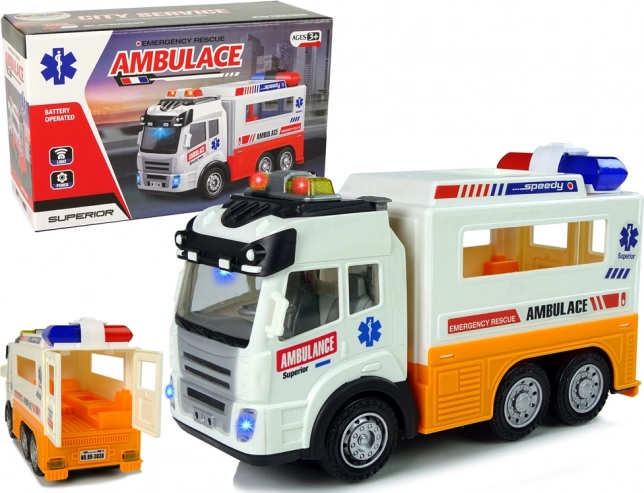 Mentőautó elemről fénnyel és hanggal