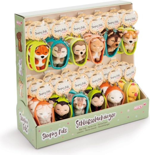 Nici display Alvó állatkák kulcstartók 12 cm – teljes assort 36 db (GREEN)