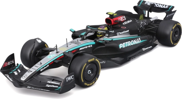 Bburago Mercedes-AMG Petronas W15 2024 #44 Lewis Hamilton – Formula–1 modell 1:24 akril boxban