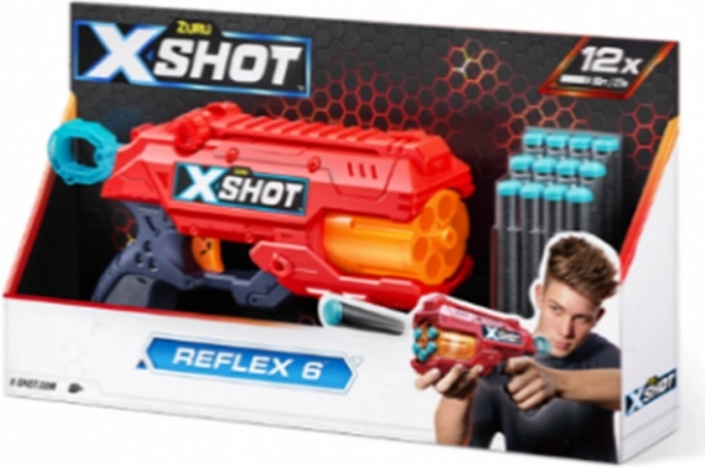 X-SHOT Reflex 6 habszivacs lőszergolyós pisztoly – narancssárga, 12 nyíllal