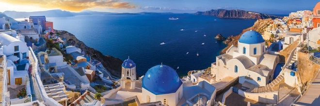 EUROGRAPHICS panoráma puzzle 1000 darab – Santorini, Görögország (Air Pano)