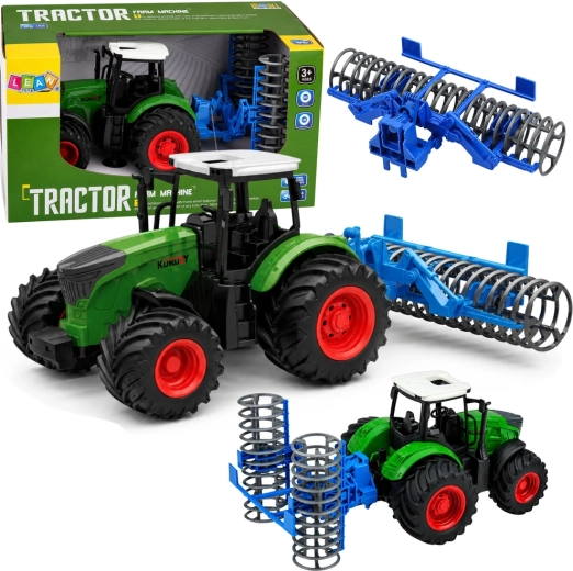 Mezőgazdasági traktor talajhengerrel 1:24 zöld