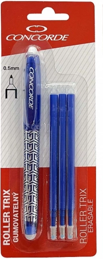 Radírozható roller CONCORDE Trix 0,5 mm, kék + 3 betét