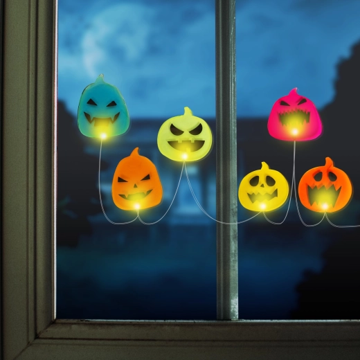 Halloween LED-es ablakdekoráció tökökkel, 85 cm