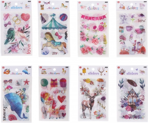 Papír matricák vegyes motívumokkal, 18,5 × 10 cm, 6 lap